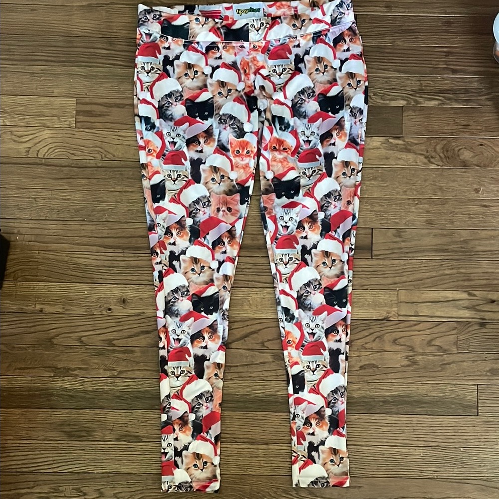 Tipsy Elves “Meowy Catmus” Santa Cats leggings for women